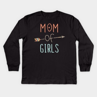 Womens Mom of Girls TShirt Mother's Day Kids Long Sleeve T-Shirt